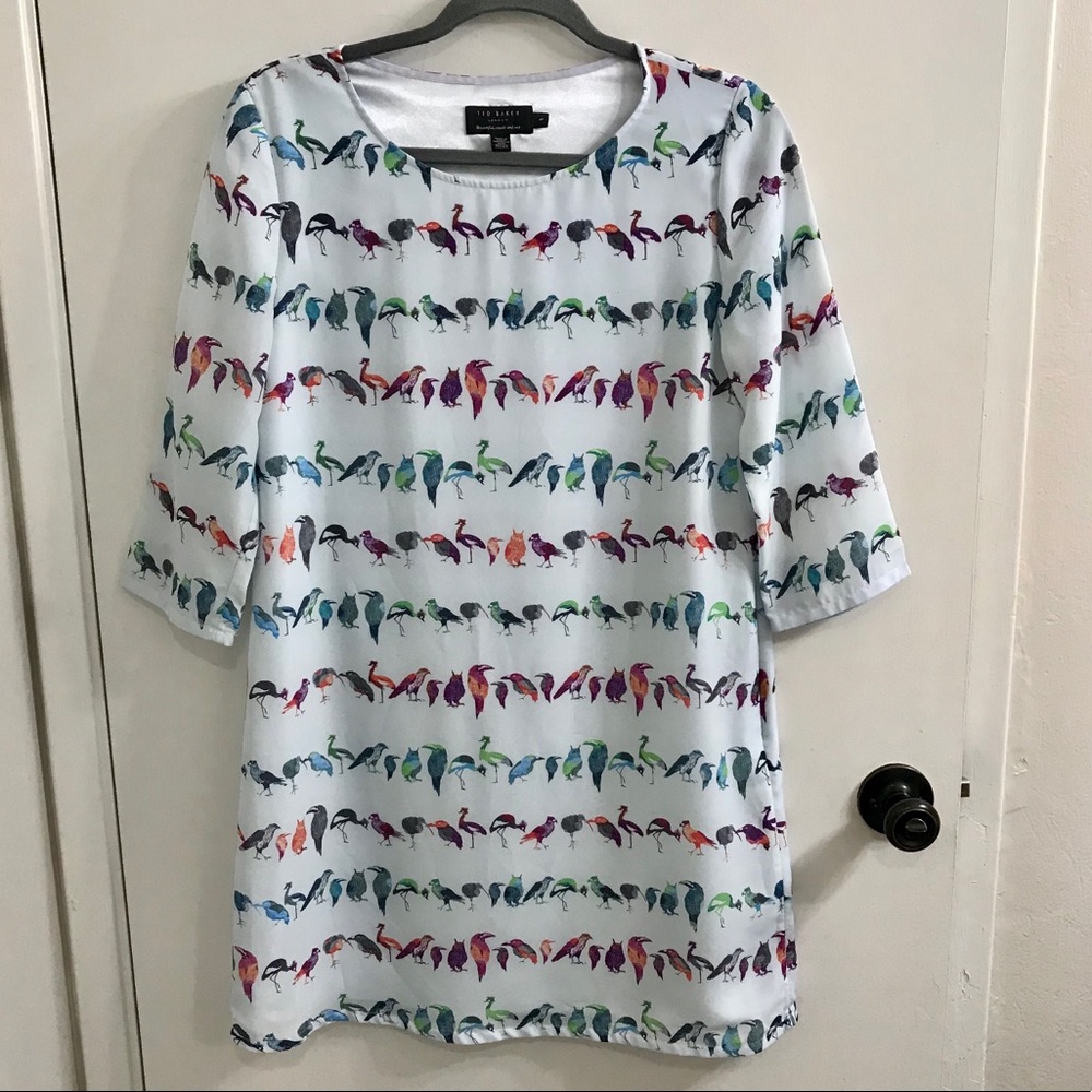 Ted Baker Blue Bird Dress Size 1 Small